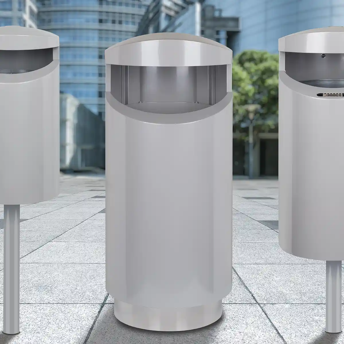 Fotoproduktion von Abfallbehältern im Studio, Hintergründe montiert